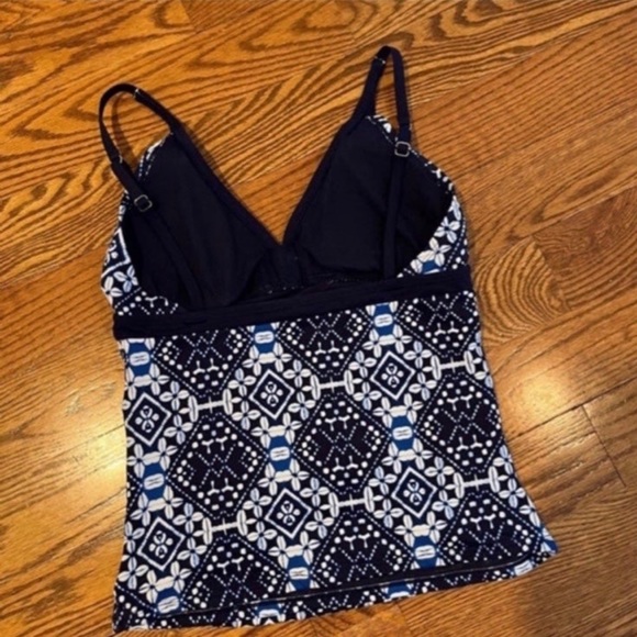 Women tommy bahama indigo cowrie diamonds over the shoulder shirred Tankini top - Picture 4 of 4